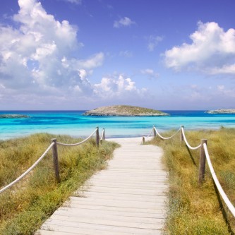 beach way to Illetas paradise beach in Formentera Balearic islands